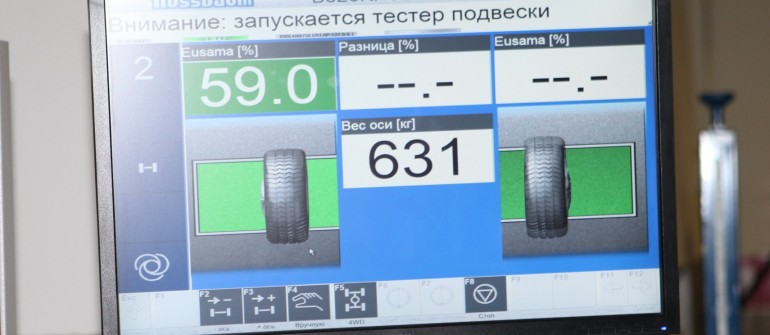 Диагностика подвески, тормозной системы, увода и амортизаторов на вибростенде.
